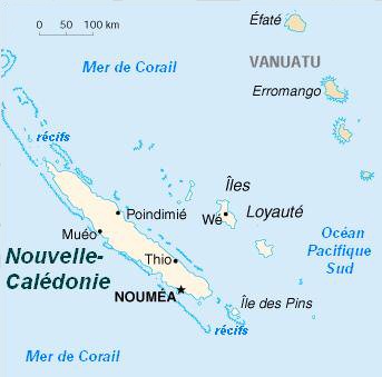 Carte de la Nouvelle Calédonie